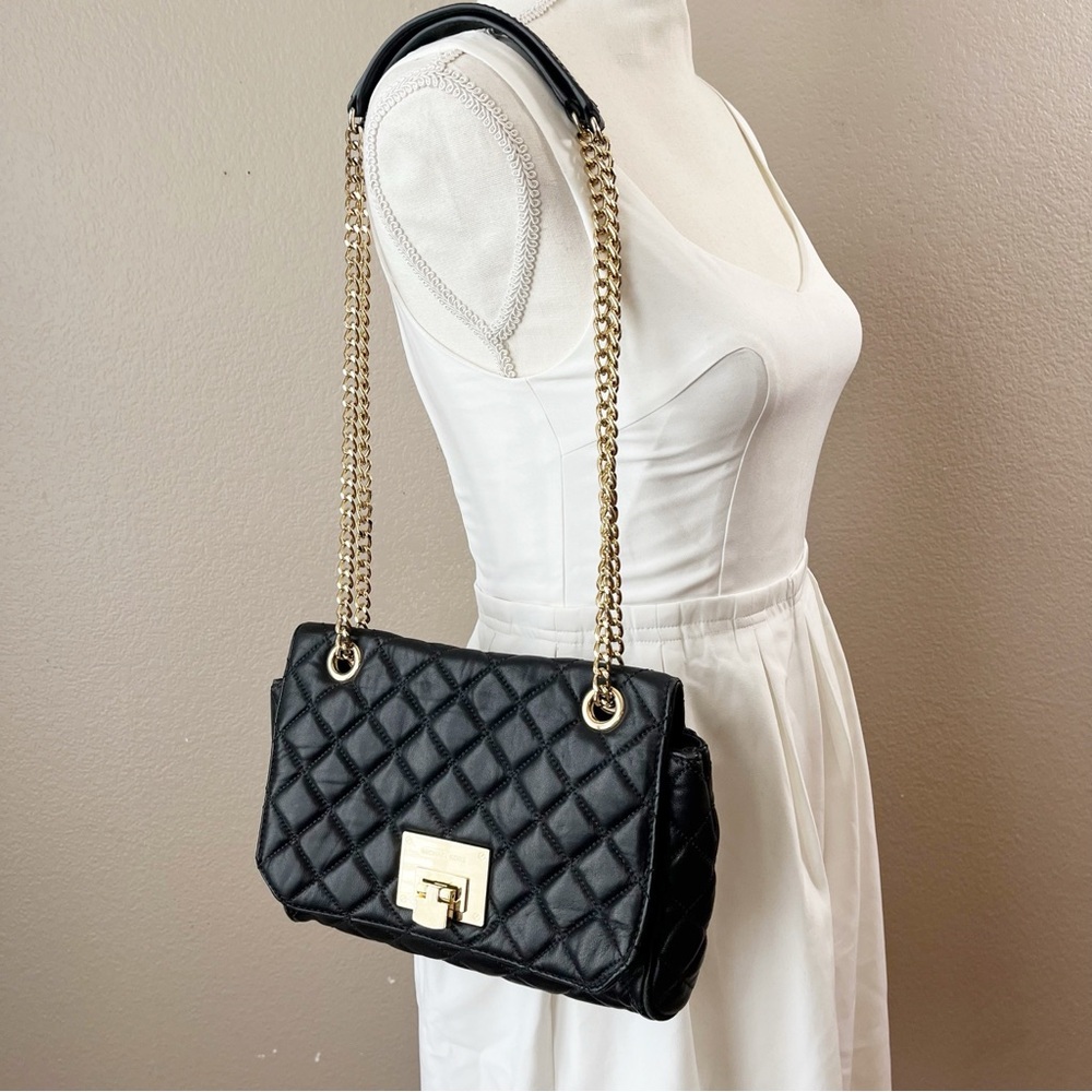 Michael Kors Black Quilted Gold Chain detail Crossbody Handbag - Picture 5 of 16